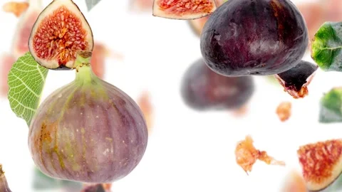 Fig Slice and Leaf Collection Video stock 221128371