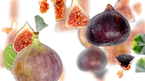 Fig Slice and Leaf Collection Video stock 221404529