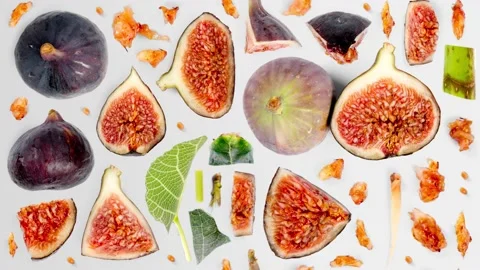 Fig Slice and Leaf Collection Video stock 221762524