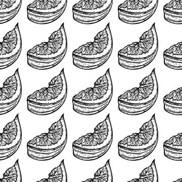 Fig slice seamless vector pattern. Sketch of juicy garden fruit イラスト素材