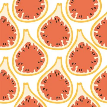 Fig summer pattern on white background. Simple seamless pattern with figs Stock Illustration