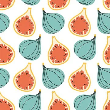 Fig summer pattern on white background. Simple seamless pattern with figs Illustrazione stock