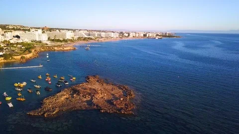 Fig tree beach Protaras Cyprus aerial 4k Stock Footage 120192046
