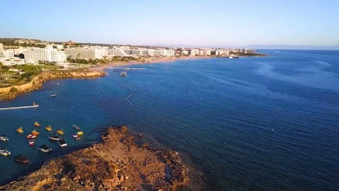 Fig tree beach Protaras Cyprus aerial 4k 스톡 동영상 120192155