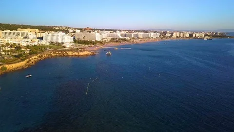 Fig tree beach Protaras Cyprus aerial 4k Stock Footage 120192447