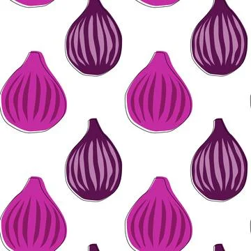 Fig vector seamless pattern on white background. Illustrazione stock