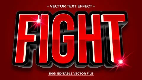 Fight 3d editable text style effect Elegant text effect silver and red colo.. Stock Illustration