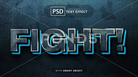 Fight 3d text effect editable PSD Template