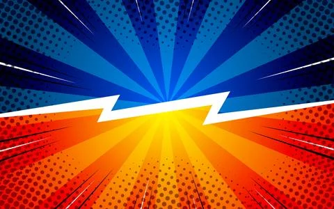 Fight background in flat comic style design with halftones. Vector illustrati Stock Illustration