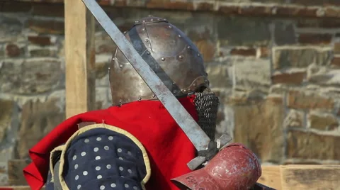 Fight between two knights in armor Stock Footage 60563503
