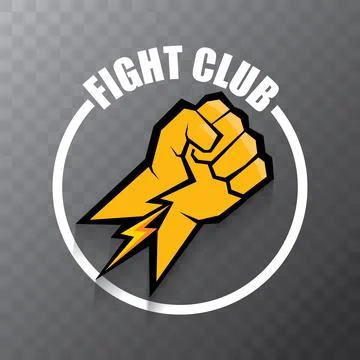 Fight club vector logo with orange man fist isolated on transparent background イラスト素材