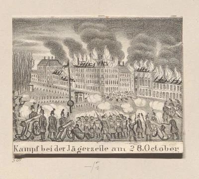 Fight at the Jägerzeile on October 28 (excerpt from a picture sheet for th.. Stock Photos
