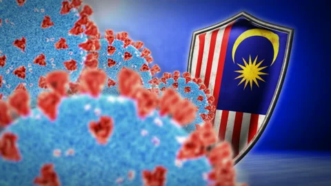 Fight of the Malaysia with coronavirus - 3D render seamless loop animation Video stock 136224746