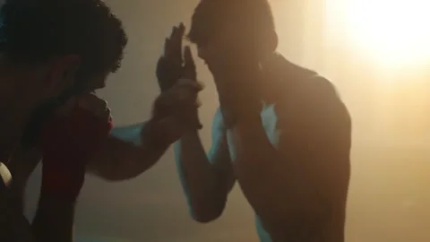 Fight In The Ring Of Two Boxers. Vídeos de archivo 160761438