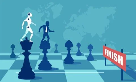 Fight of robot and man Stock Illustration