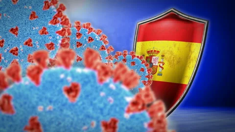 Fight of the Spain with coronavirus - 3D render seamless loop animation Video stock 135400052