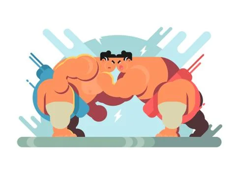 Fight of sumo athletes Stock Illustration