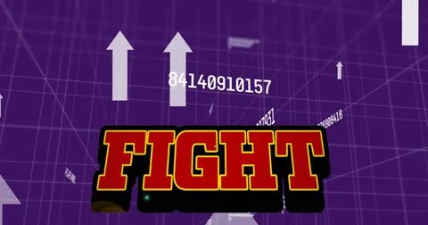 Fight text over multiple changing numbers and arrow moving upwards against Stock Illustration