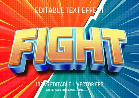 Fight vector 3d text effect with modern style design Stock Illustration