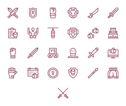 Fight Vector Icon Collection featuring 25 Pixel Optimized Retina Ready Regu.. 스톡 일러스트