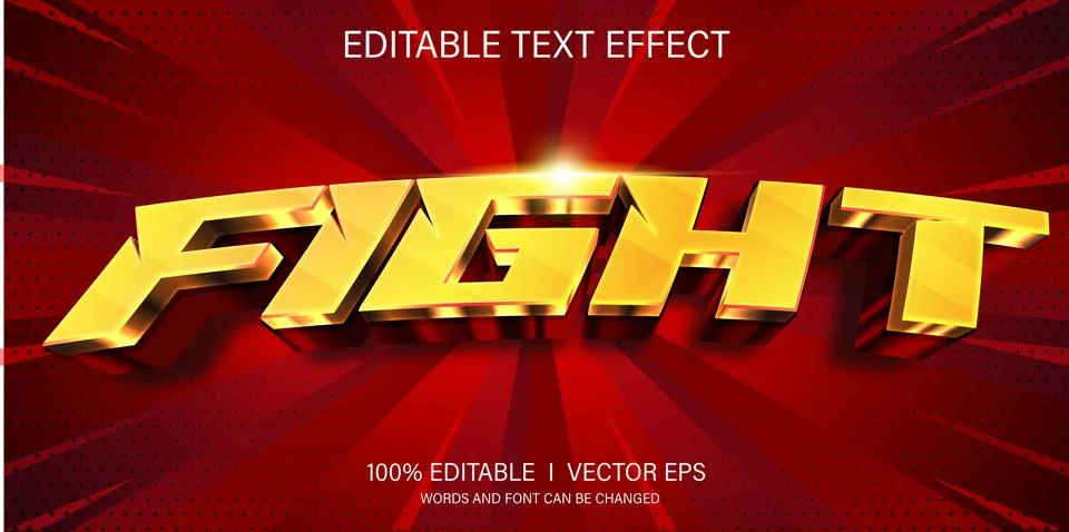 Fight vector text effect with modern style design Stock Illustration