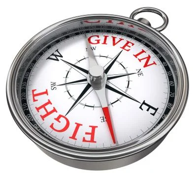 Fight vs give in concept compass Stock Illustration