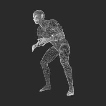 Fighter. 3D Model of Man. Human Body. Sport Symbol. Design Element. Stock Illustration