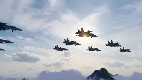 Fighter aerial formation performance air show Stock Footage 305013164