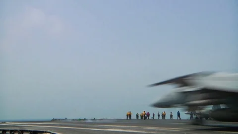 Fighter aircraft takeoff aboard USS Enterprise (CVN 65) - 2012 Stock Footage 106035719