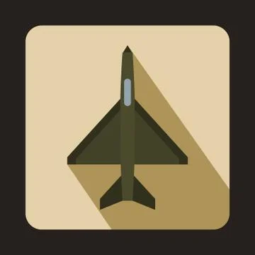 Fighter airplane icon, flat style Illustrazione stock