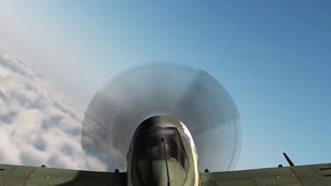 Fighter Airplane from WW2 in flight in the sky - POV view Stock Footage 102219581