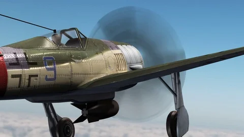 Fighter Airplane from WW2 in flight in the sky - POV view Stock Footage 102220031