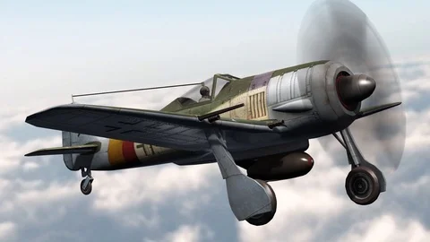 Fighter Airplane from WW2 in flight in the sky - POV view Stock Footage 102220704