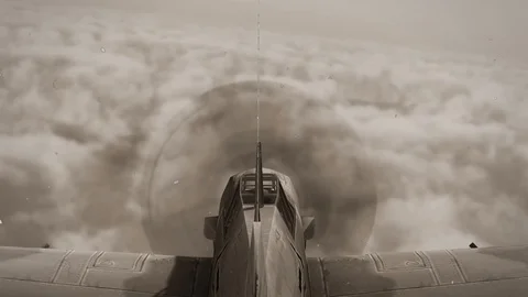 Fighter Airplane from WW2 in flight in the sky - POV view Stock Footage 102222725