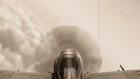 Fighter Airplane from WW2 in flight in the sky - POV view Stock Footage 102223501