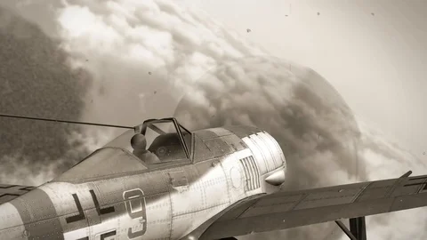 Fighter Airplane from WW2 in flight in the sky - POV view Stock Footage 102223525