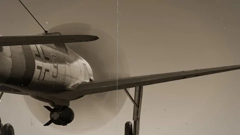 Fighter Airplane from WW2 in flight in the sky - POV vintage movie Stock Footage 102228424