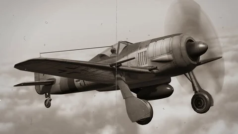 Fighter Airplane from WW2 in flight in the sky - POV vintage movie Stock Footage 102228885
