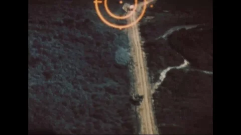 Fighter bomber dropped bomb on Enemy Convoy and Ho Chi Minh Trail - 1968 Stock Footage 103593563