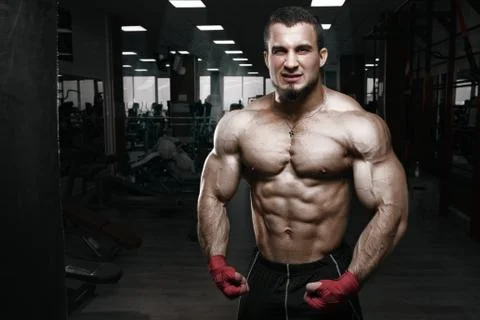 Fighter boxer on black background Stock Photos