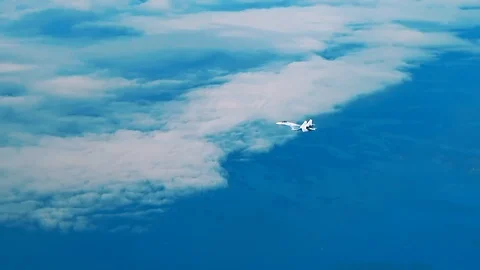 The fighter is catching up with the bomber Video stock 123048197