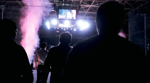 Fighter enters the ring out of the darkness Video stock 66527857