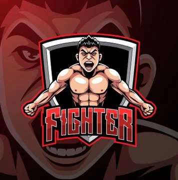 Fighter esport mascot logo design Stock Illustration