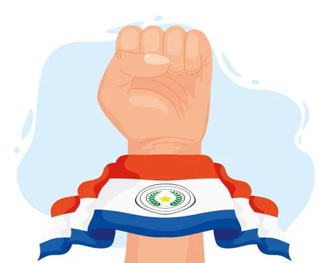 Fighter hand with paraguay flag Stock Illustration