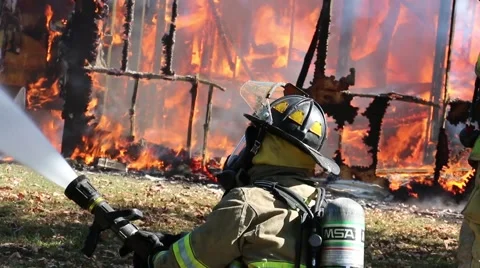 Fighter with hose nozel Video stock 57094659