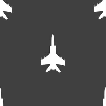 Fighter icon sign. Seamless pattern on a gray background. Vector Illustrazione stock