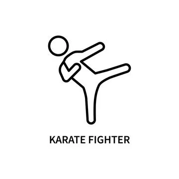 Fighter icon. Thin line karate fighter icon from sport and game collection Stock Illustration