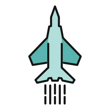 Fighter jet aircraft taking off vector illustration icon Stock Illustration