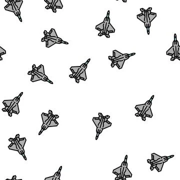 Fighter jet airplane aircraft vector seamless pattern Stockillustratie