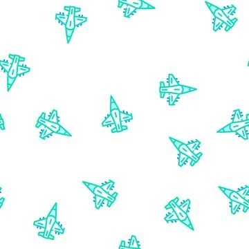 Fighter jet airplane aircraft vector seamless pattern Stock Illustration